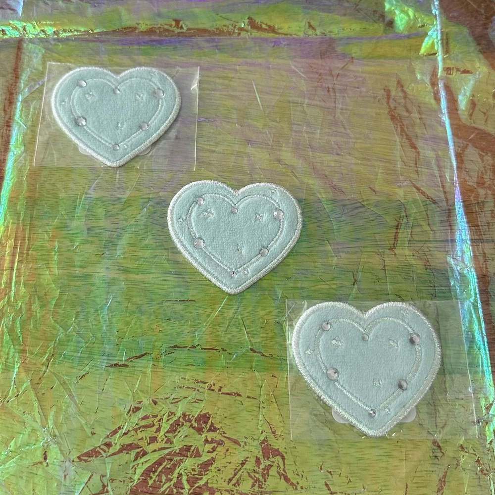 🆕 Set of 3 - Stoney Clover Lane Blue Velvet Heart Sticker Patches